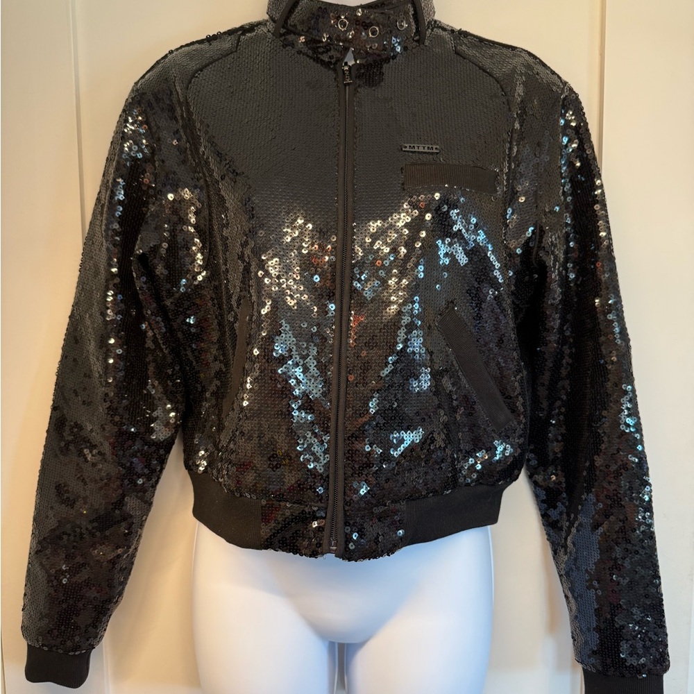 Married to the Mob Sequin Black bomber Jacket